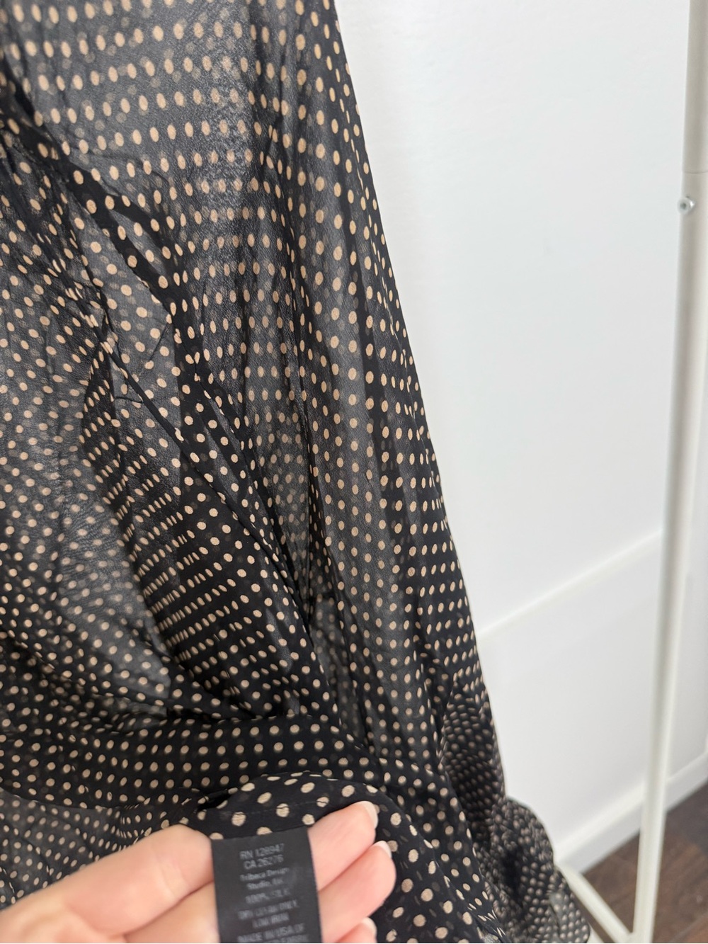 Nili Lotan Black Sheer Polka Dot Ruffled Blouse - Picture 4 of 5